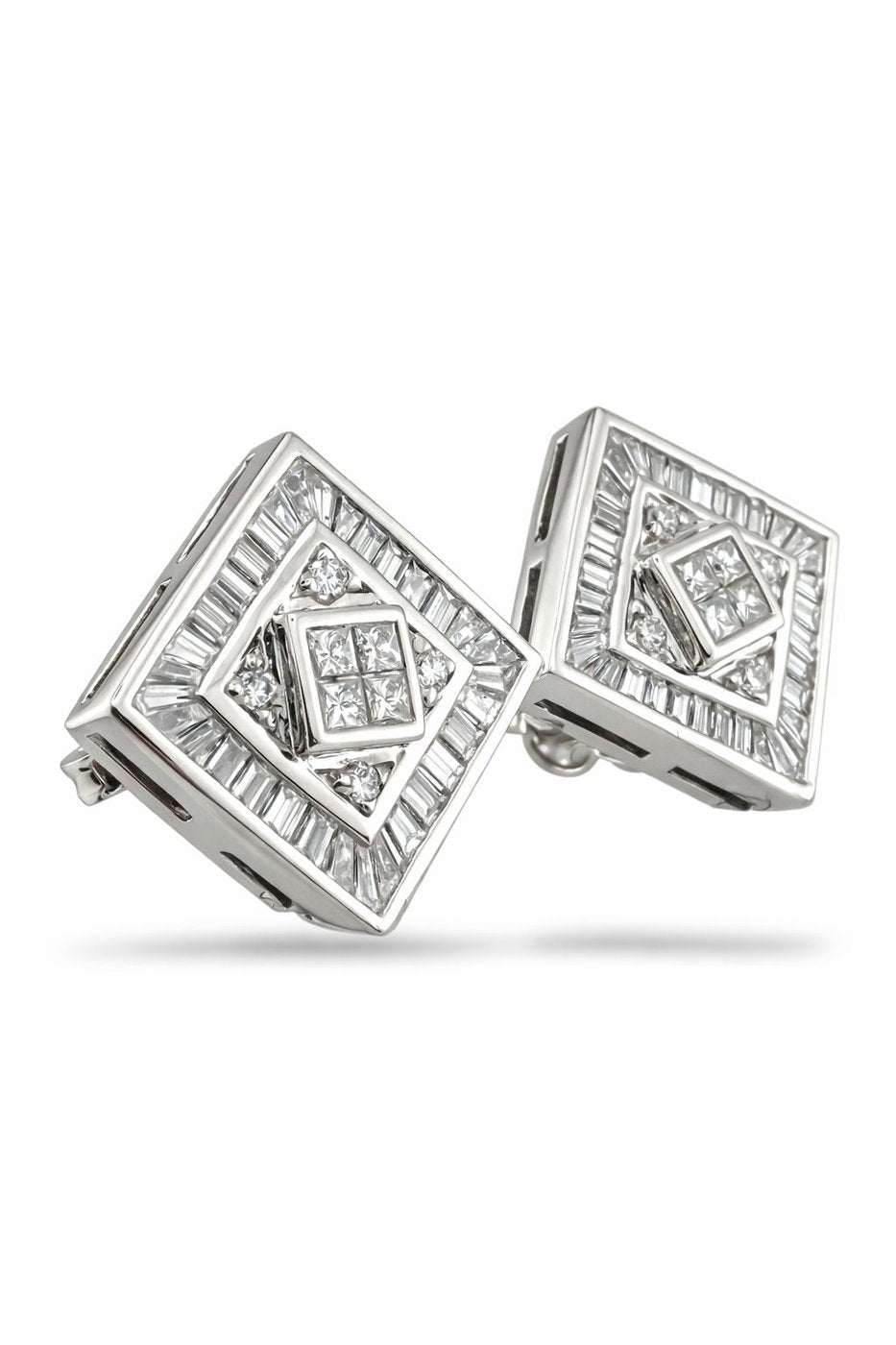 14K White Gold Diamond Earrings