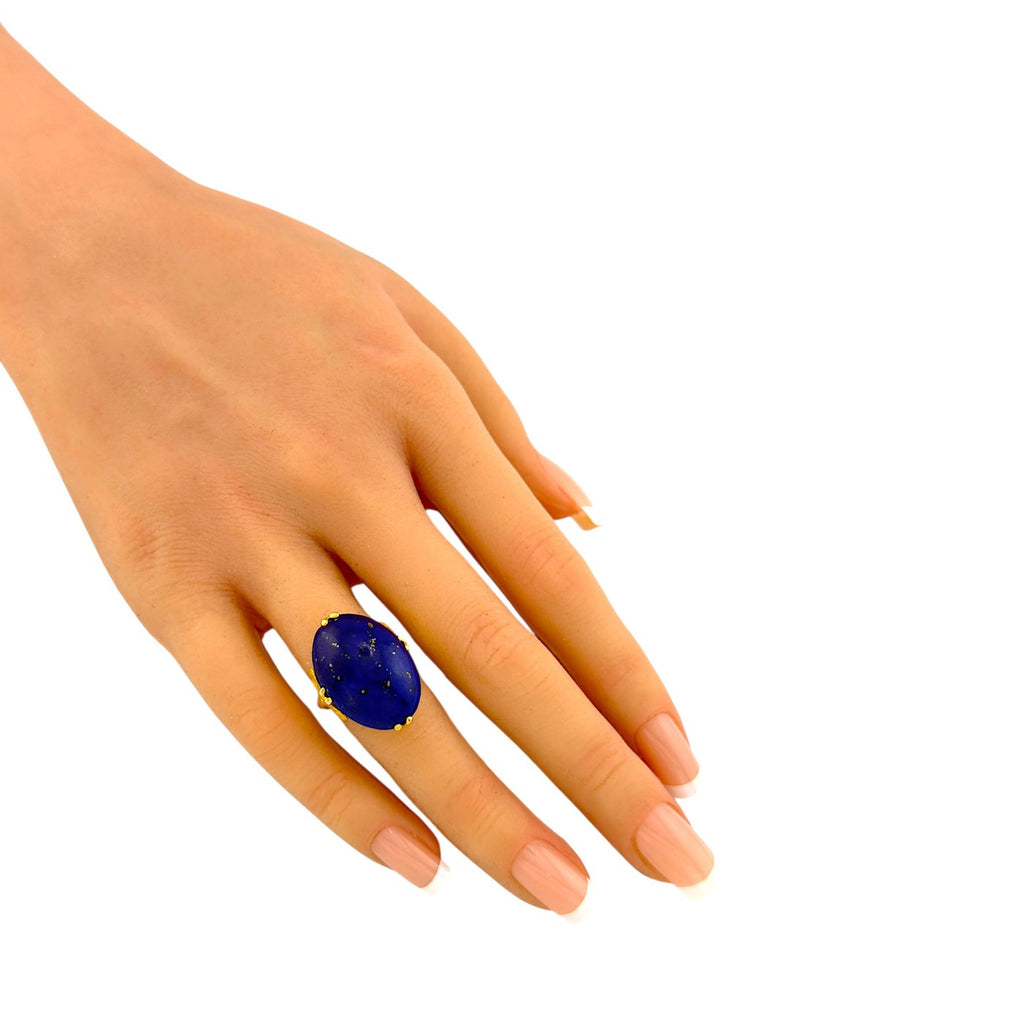 14K Yellow Gold Lapis Lazuli Oval Ring Lapis lazuli