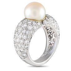 Cartier - Ring - 18 kt. White gold, Juliette 18K White Gold 3.0ct Diamond and Cultured Pearl Ring - 3.00ct. tw.