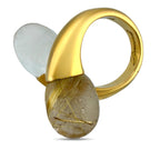 Bacharach 18K Yellow Gold Smoky and Rutilated Quartz Necklace and Ring Set