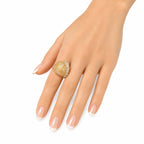 14K Yellow Gold Textured 1.20ct Diamond Dome Ring