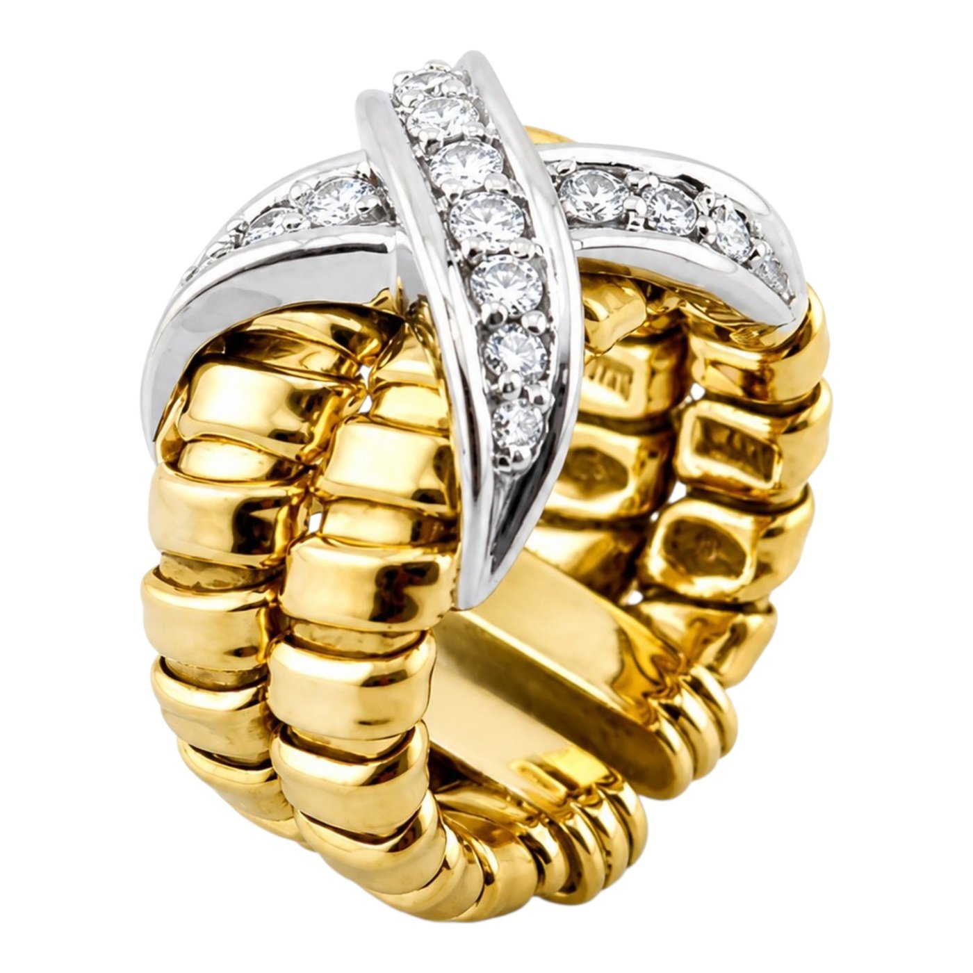 Italian 18K Gold & Diamond Love Ring