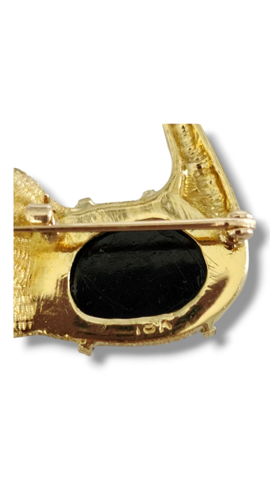 18K Yellow Gold and Mother of Pearl Swan Brooch Pin