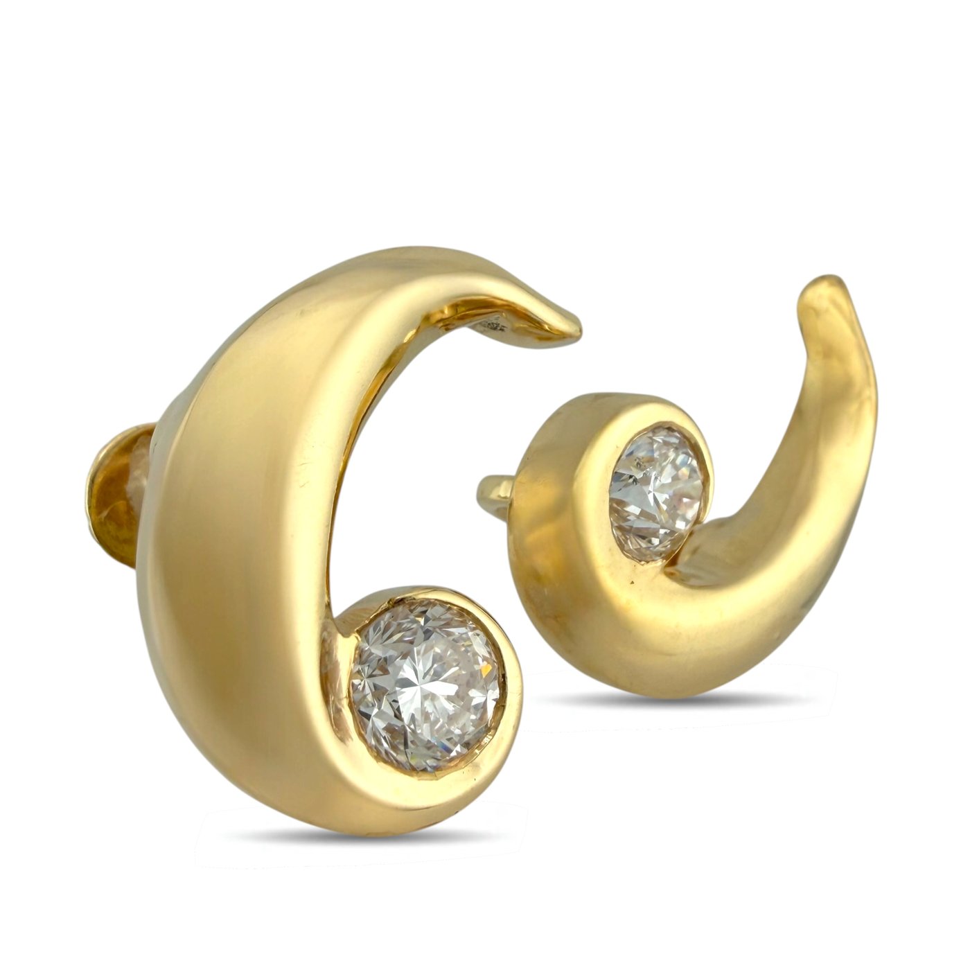 14K Yellow Gold 1.5ct Diamond Spiral Earrings