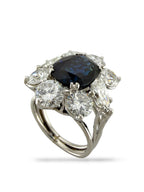 GIA Certified 14K White Gold 3ct Sapphire and 4.7ct Diamond Ring