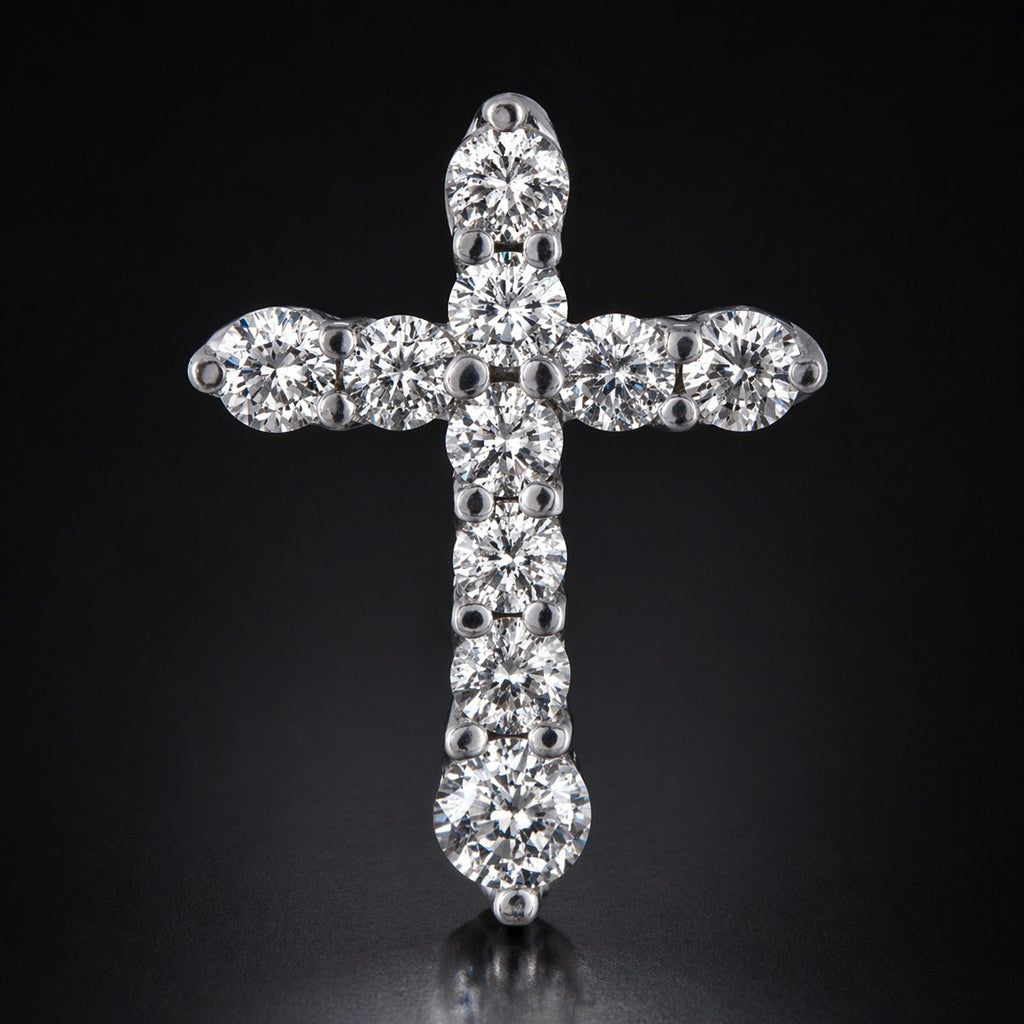18K White Gold 1.0ct Diamond Cross Pendant