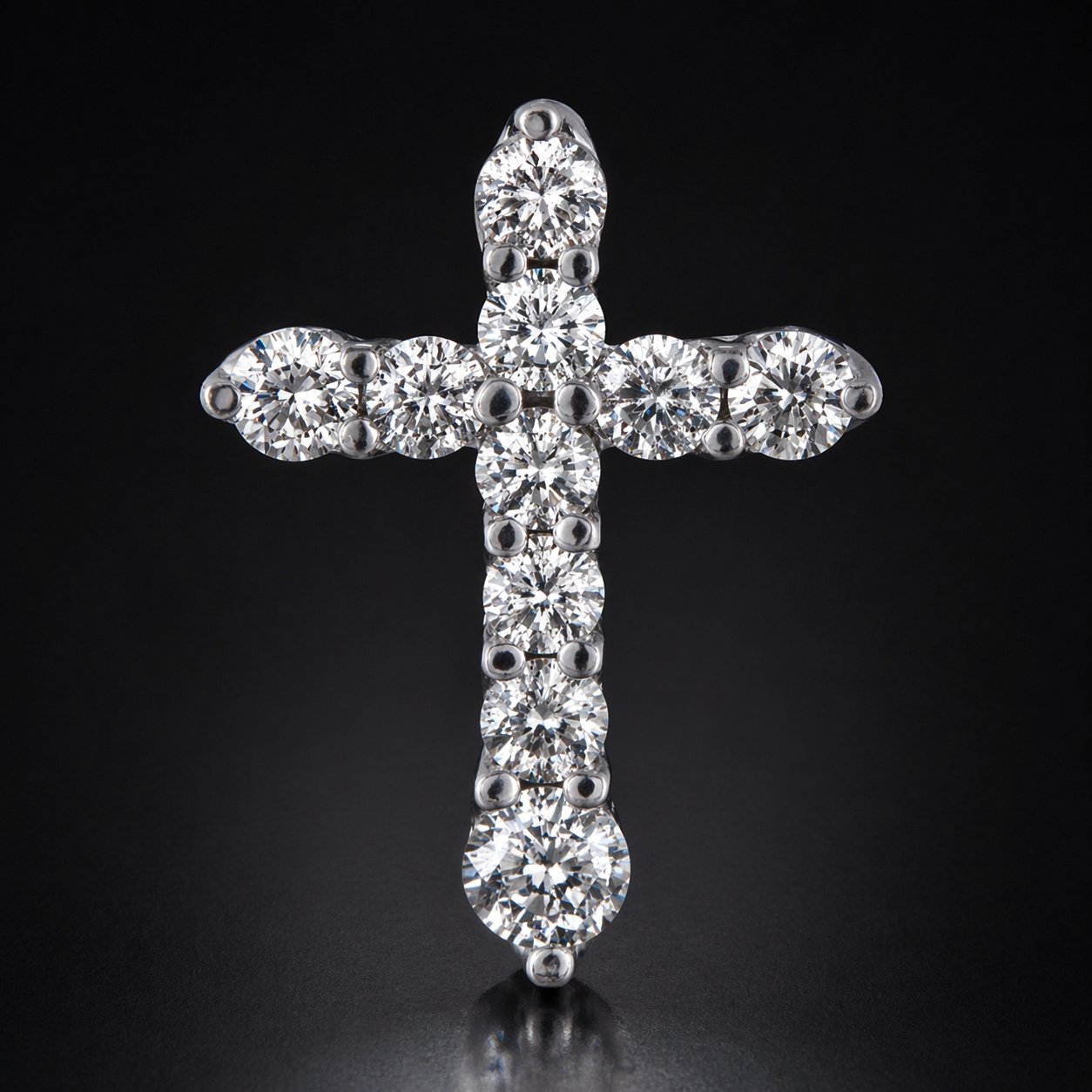 18K White Gold 1.0ct Diamond Cross Pendant