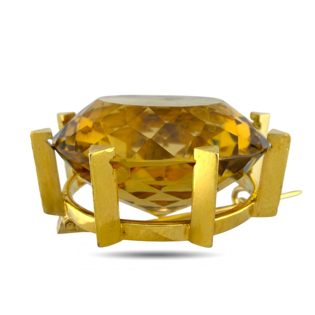 22K Yellow Gold Scottish Large Citrine Dynamic Polo Brooch