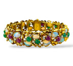 18K Yellow Gold Bracelet 2.3ct Diamonds, Gemstones and Opals