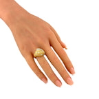 14K Yellow Gold Textured 1.20ct Diamond Dome Ring