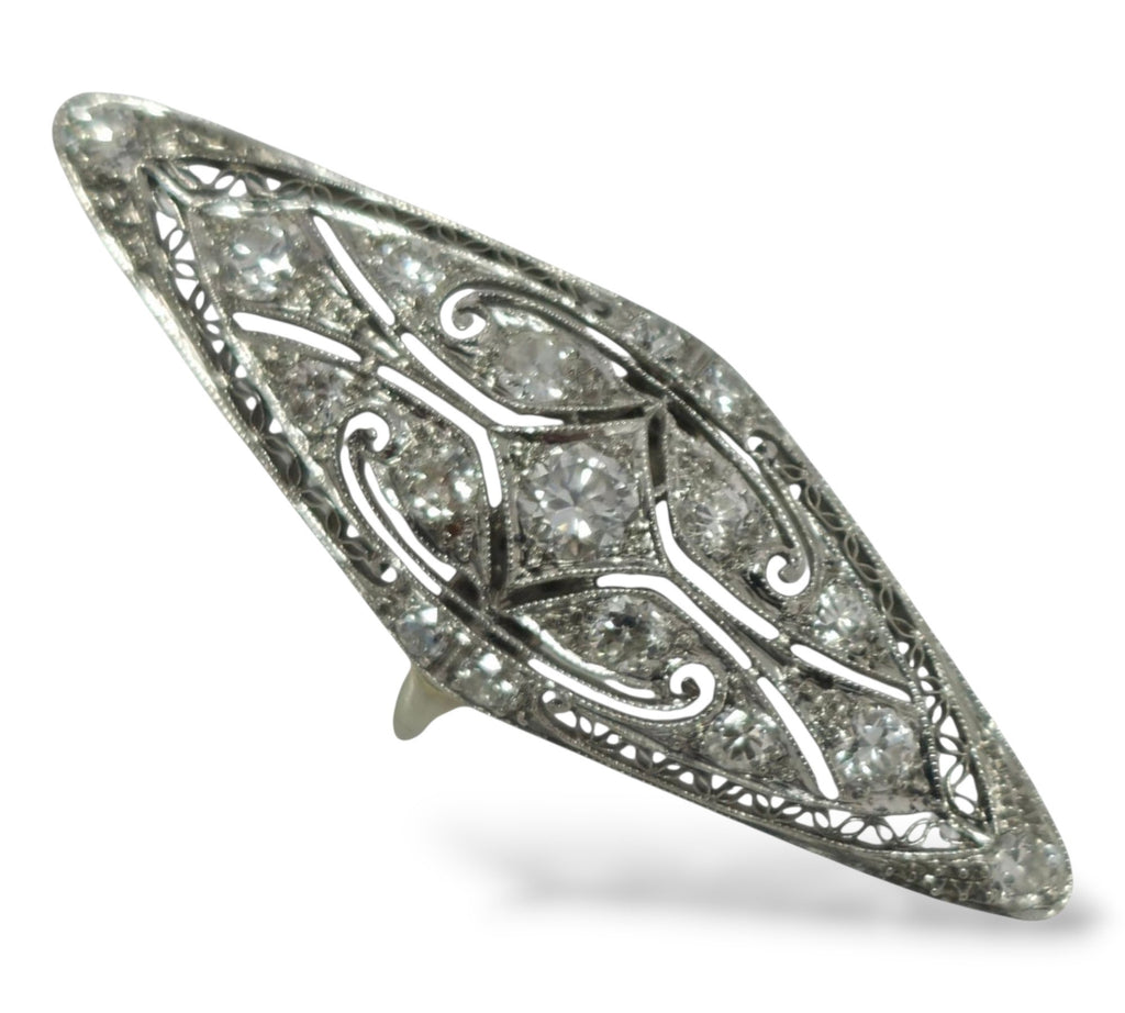 Art Deco Very Large 14K Gold and 1.25ct Diamond Ring