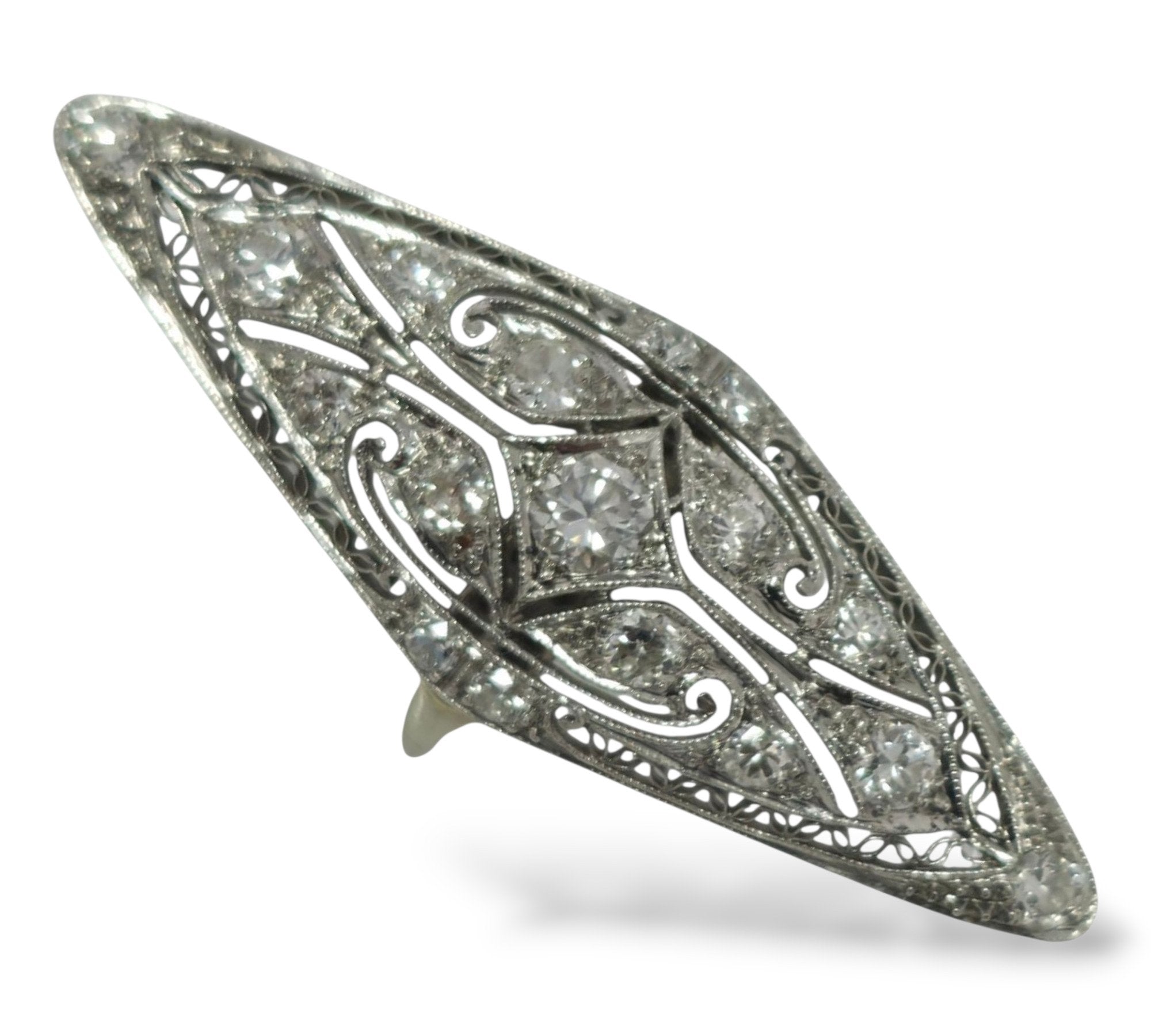 Art Deco Very Large 14K Gold and 1.25ct Diamond Ring