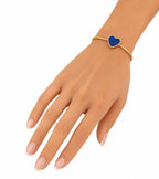 14K Rose Gold Lapis Lazuli Heart and 0.22ct Diamond Bracelet