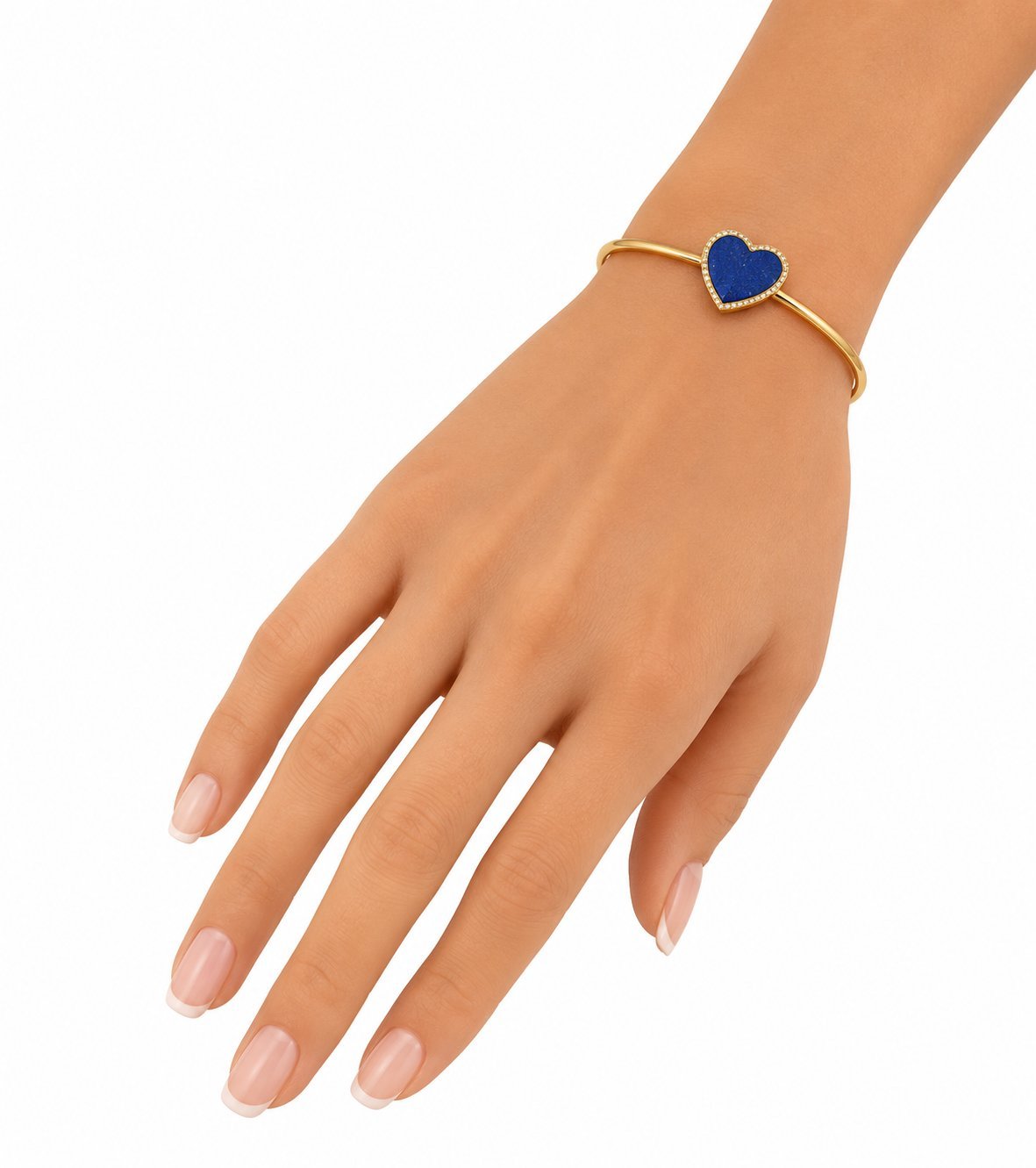 14K Rose Gold Lapis Lazuli Heart and 0.22ct Diamond Bracelet