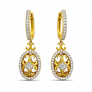14K Yellow Gold 1.32ct Diamond Pin Earrings