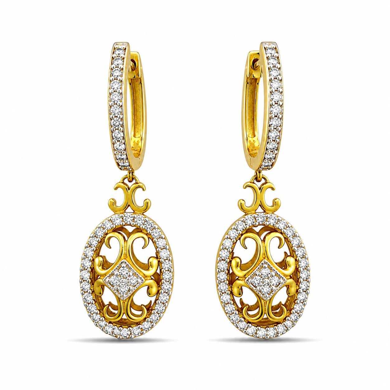 14K Yellow Gold 1.32ct Diamond Pin Earrings