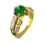 14K Yellow Gold Emerald and 0.75ct Diamond Ring