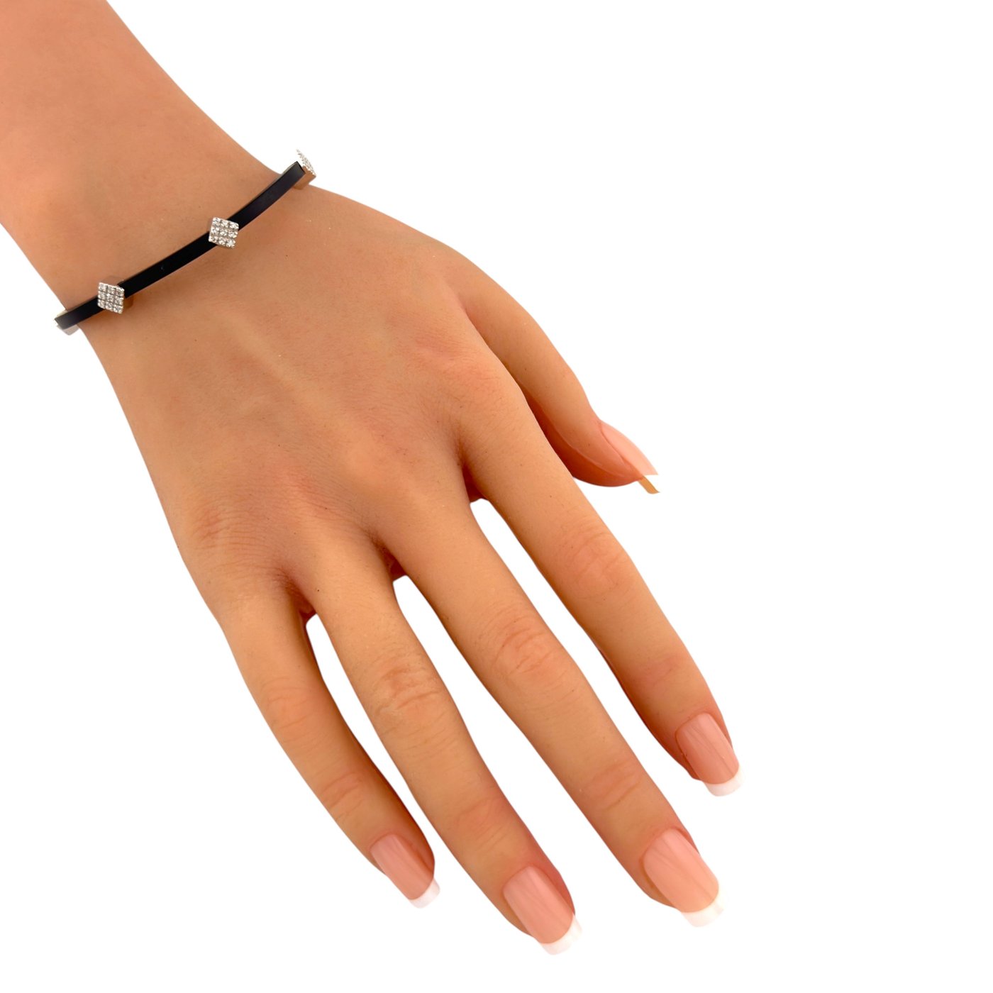 18K White Gold 0.35ct Diamond and Black Silicone Bracelet