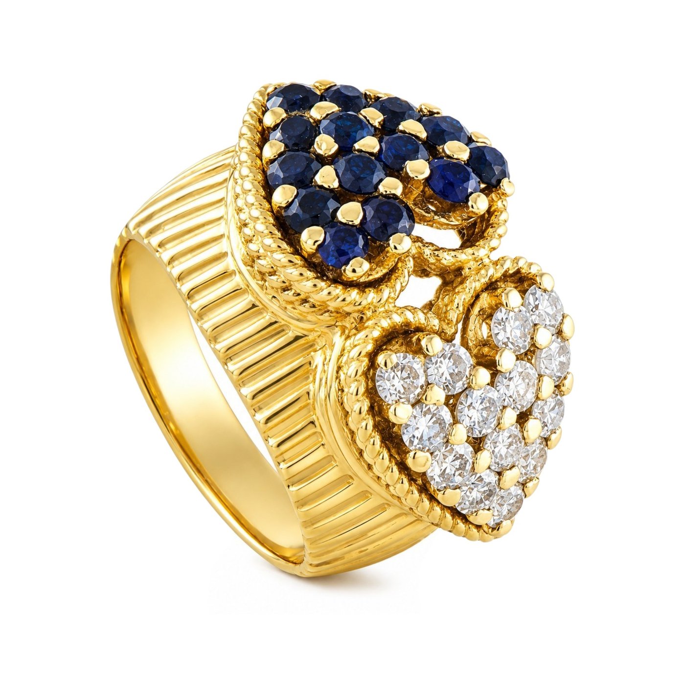 18K Yellow Gold 0.50ct Diamond and Sapphire Ring
