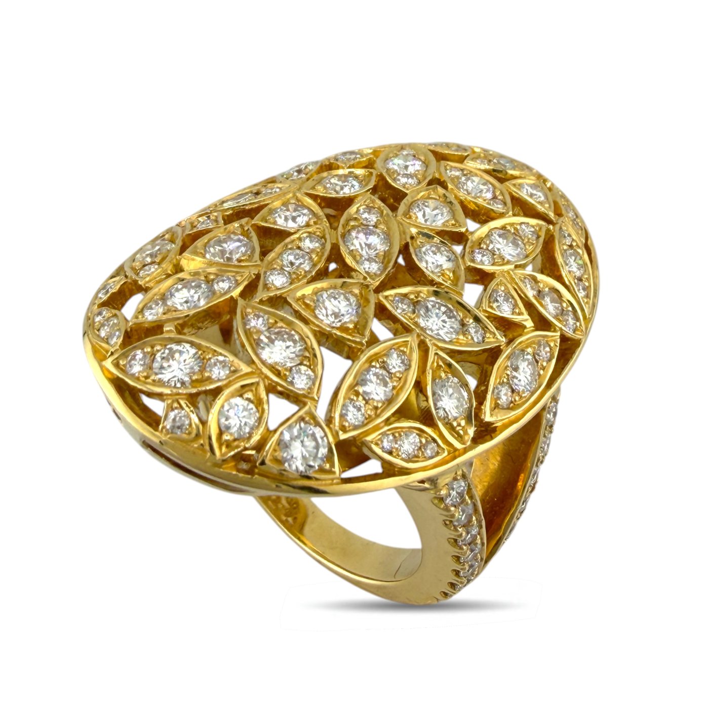 18K Yellow Gold 4.00ct Diamond Statement Ring