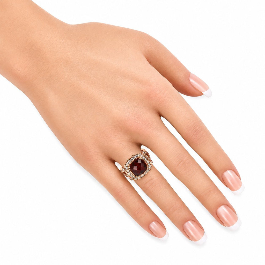 LE VIAN 14K Rose Gold 1.01ct Diamond and 6.0ct Garnet Ring