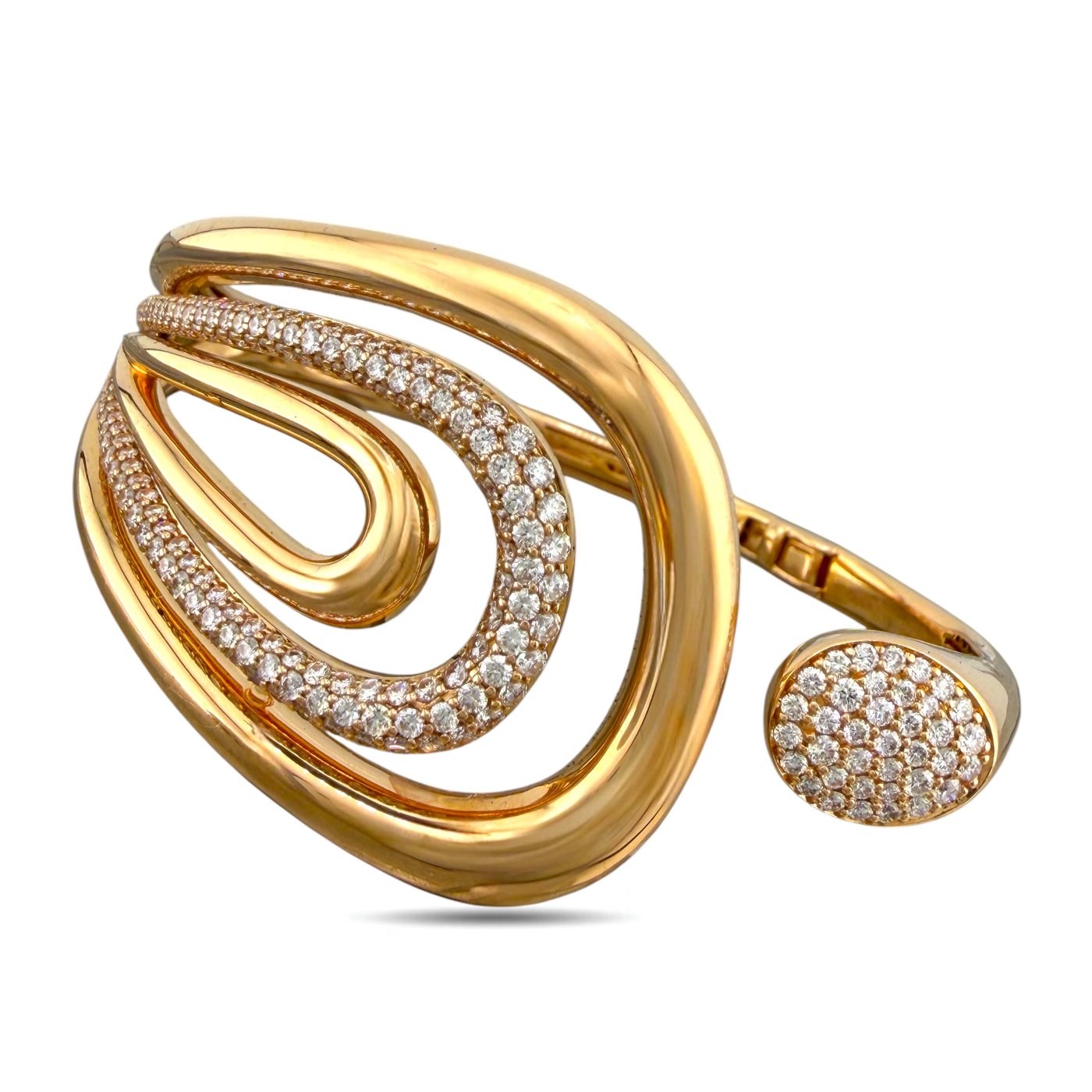 18K Simpsons Jewelers 18K Rose Gold 3.50ct Diamond Hinged Bracelet