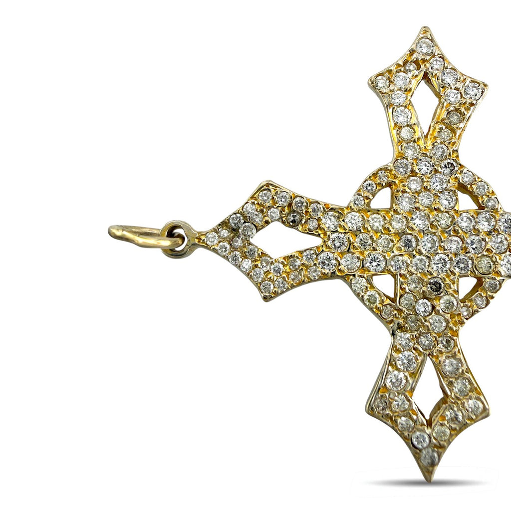 14K Yellow Gold 1ct Diamond Cross Pendant