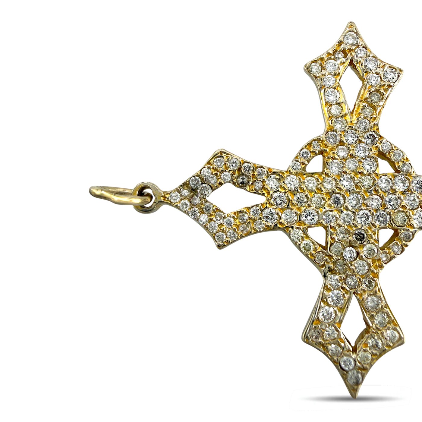 14K Yellow Gold 1ct Diamond Cross Pendant