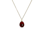 Antique Russian Faberge 56K Yellow Gold Red and White Enamel 0.2ct Diamond Egg Pendant