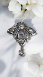 Antique 19th Century Gold and Diamonds Women's Brooch
