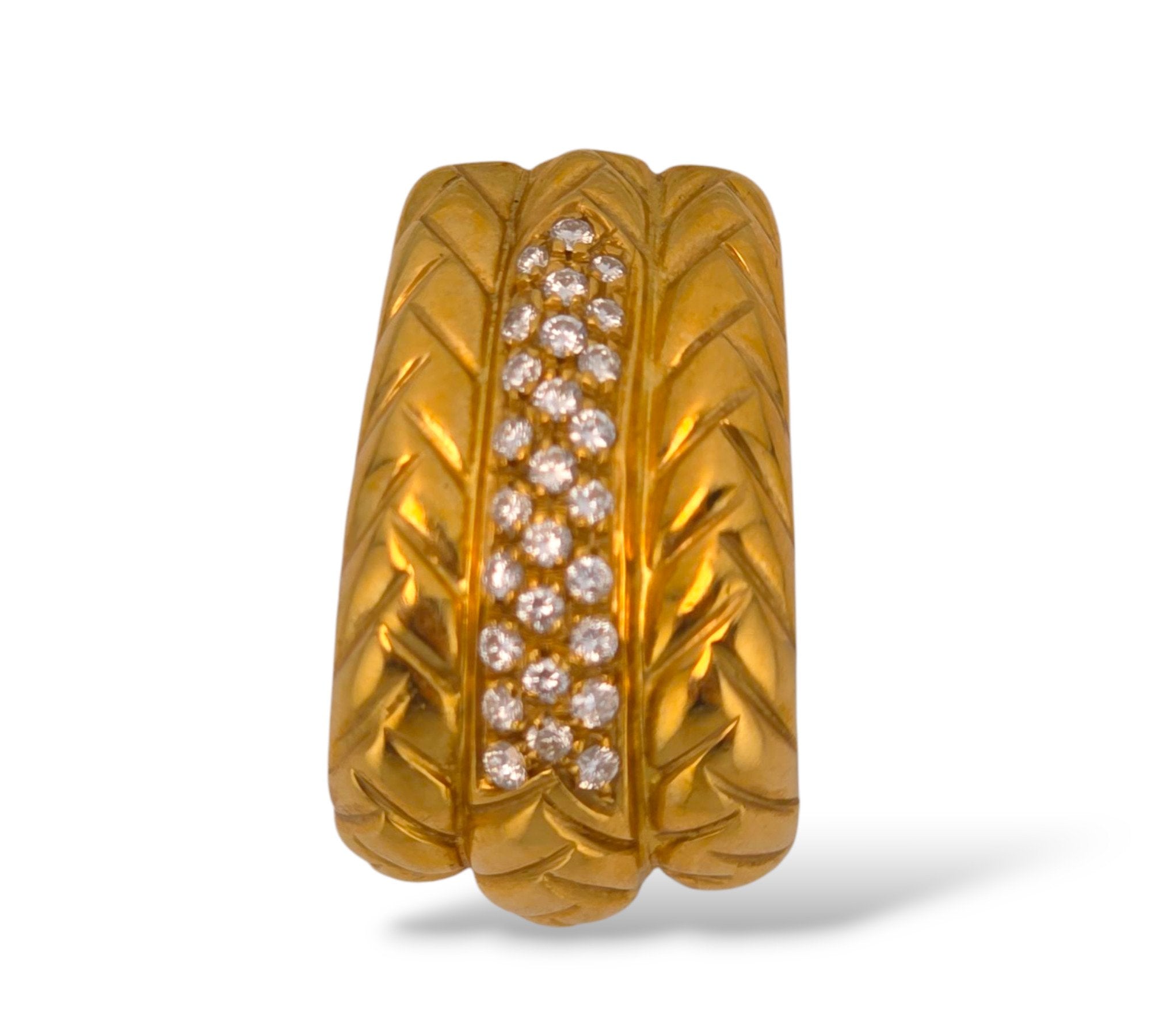 18K Yellow Gold and 1.08ct Diamond Large Huggie Earrings
