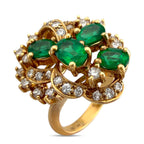 18K Yellow Gold Emerald and 2.36ct Diamond Necklace and Ring Set
