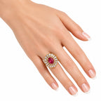 18K Yellow Gold 4.0ct Diamond and Ruby Ring