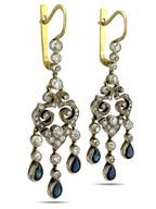 Imperial Russian 56K Yellow Gold (14K) Enamel and 2.31ct Diamond Earrings, Circa 1930s