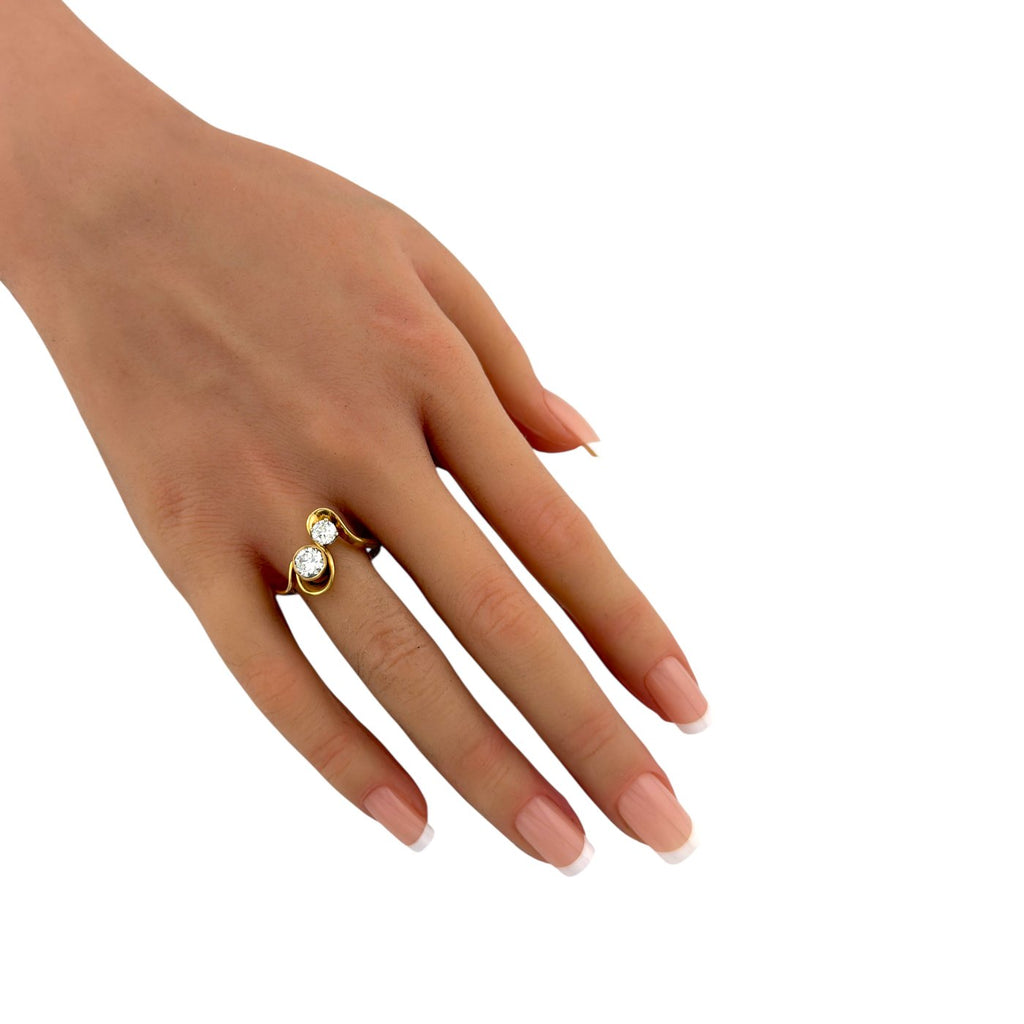 Vintage 14K Yellow Gold 1ct Diamond Swirl Ring