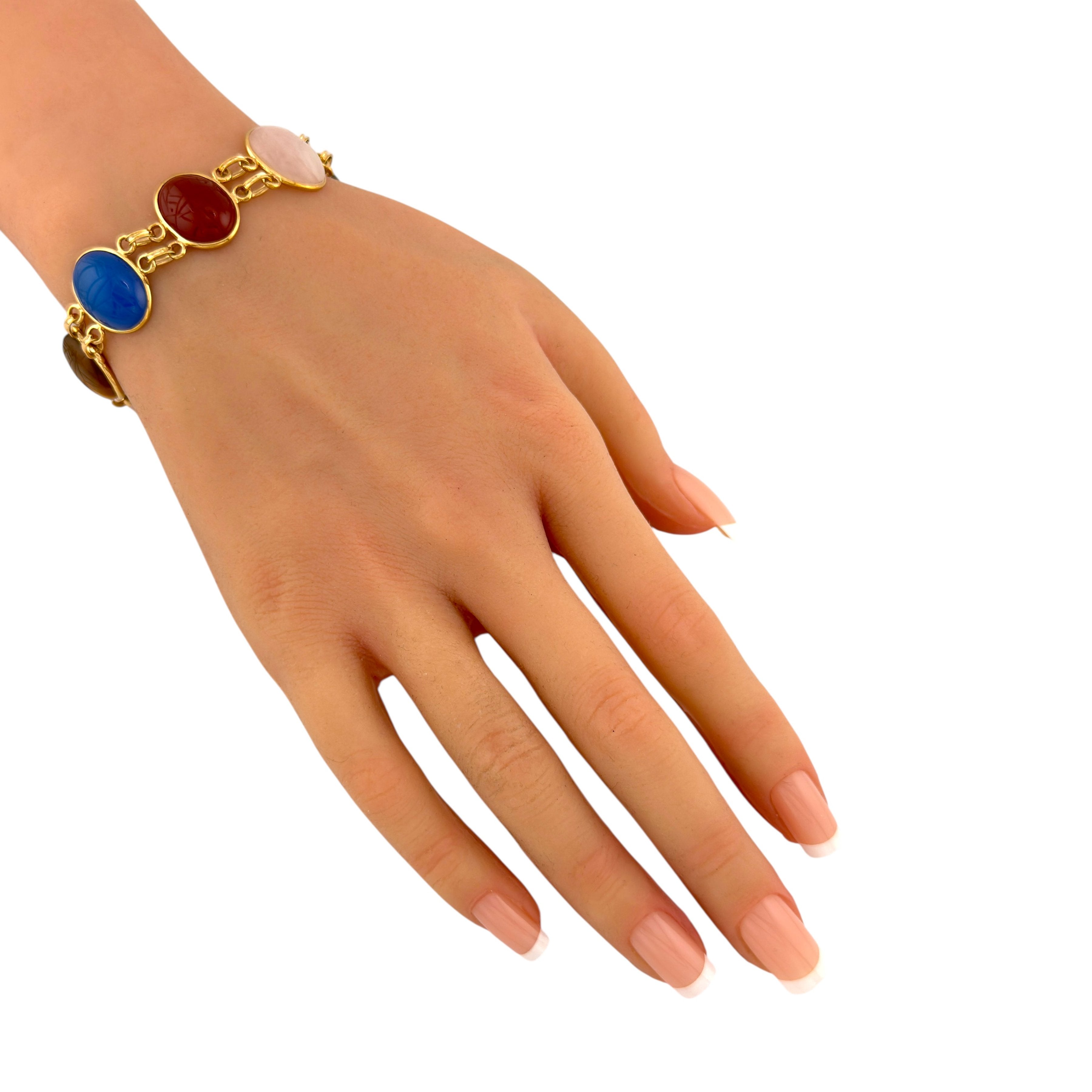 18K Yellow Gold Oval Multi-Gemstone Bracelet
