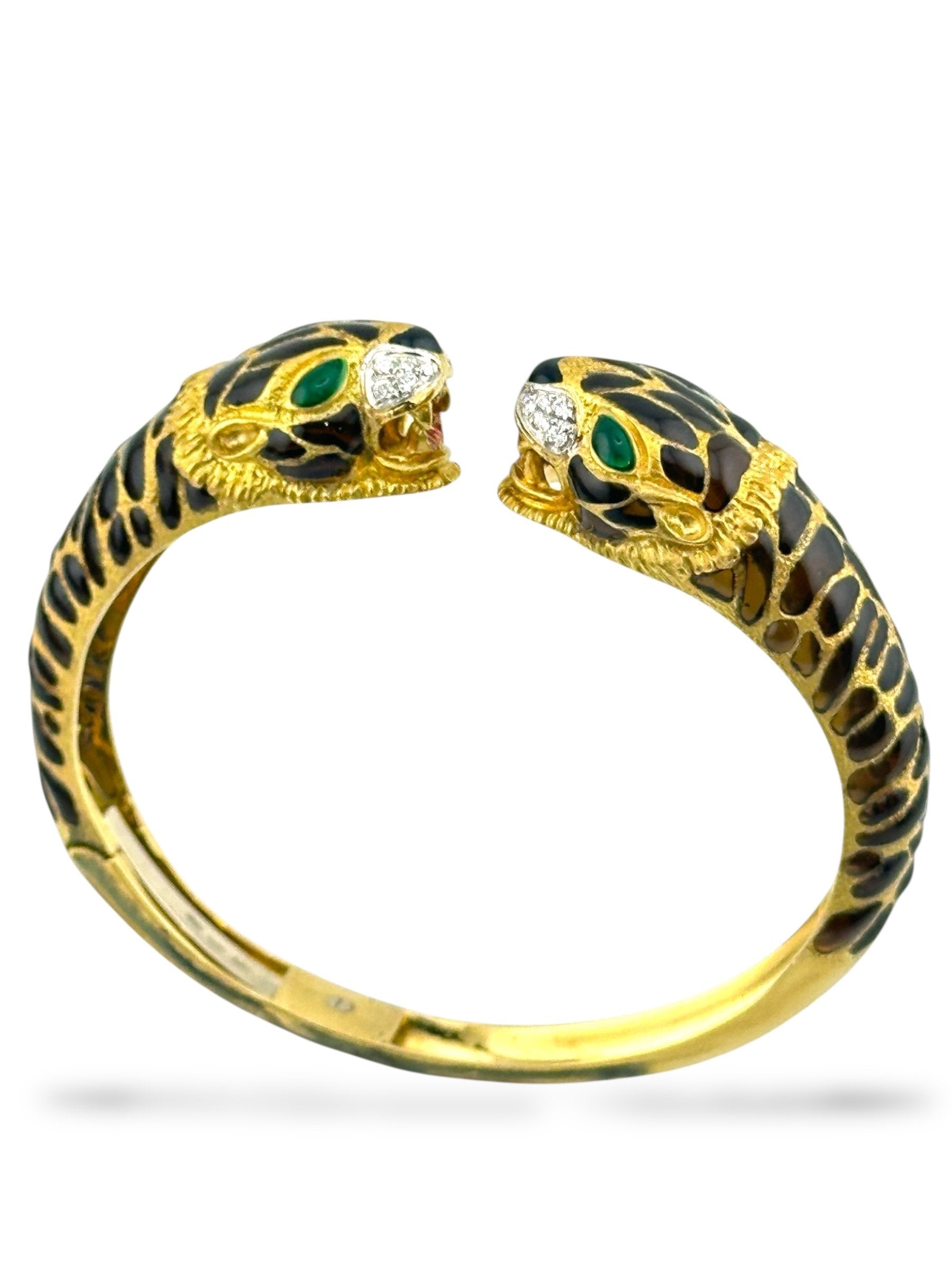 18 kt. Yellow gold, Legnazzi 18K Yellow Gold Enamel & 0.40ct. Diamond Leopard Bangle Bracelet Diamond (Natural)