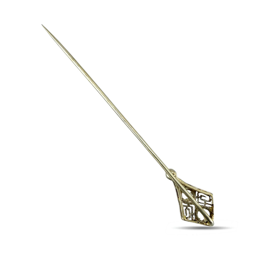 14K Yellow Gold Opal and Pearl Long Pin Brooch