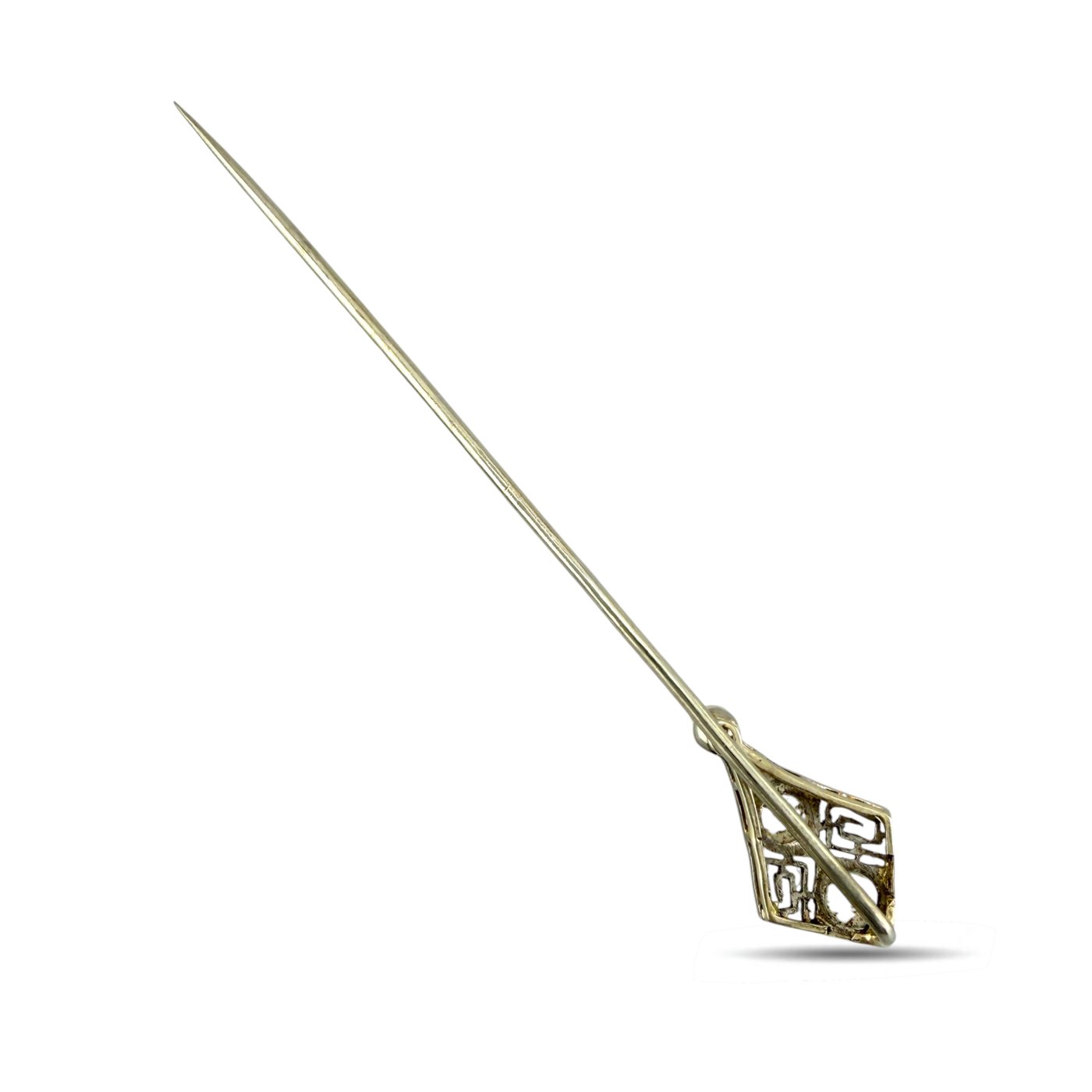 14K Yellow Gold Opal and Pearl Long Pin Brooch