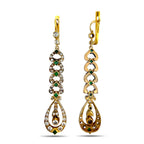 14K Rose and Yellow Gold Imperial Russian Emerald and Diamond Dangle Earrings