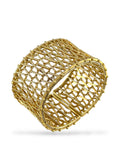 18K yellow gold diamond cuff bracelet with flexible lattice mesh design