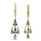 Imperial Russian Jewelled 56K Rose Gold 2.14ct Diamond and Emerald Earrings