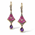 Antique Russian 56K Gold (14K) and Diamond Earrings Circa 1900
