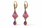 Antique Russian 56K Gold (14K) and Diamond Earrings Circa 1900