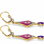 Antique Russian 56K Gold (14K) and Diamond Earrings Circa 1900