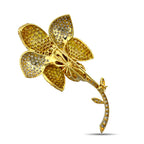 18K yellow gold diamond and citrine flower brooch