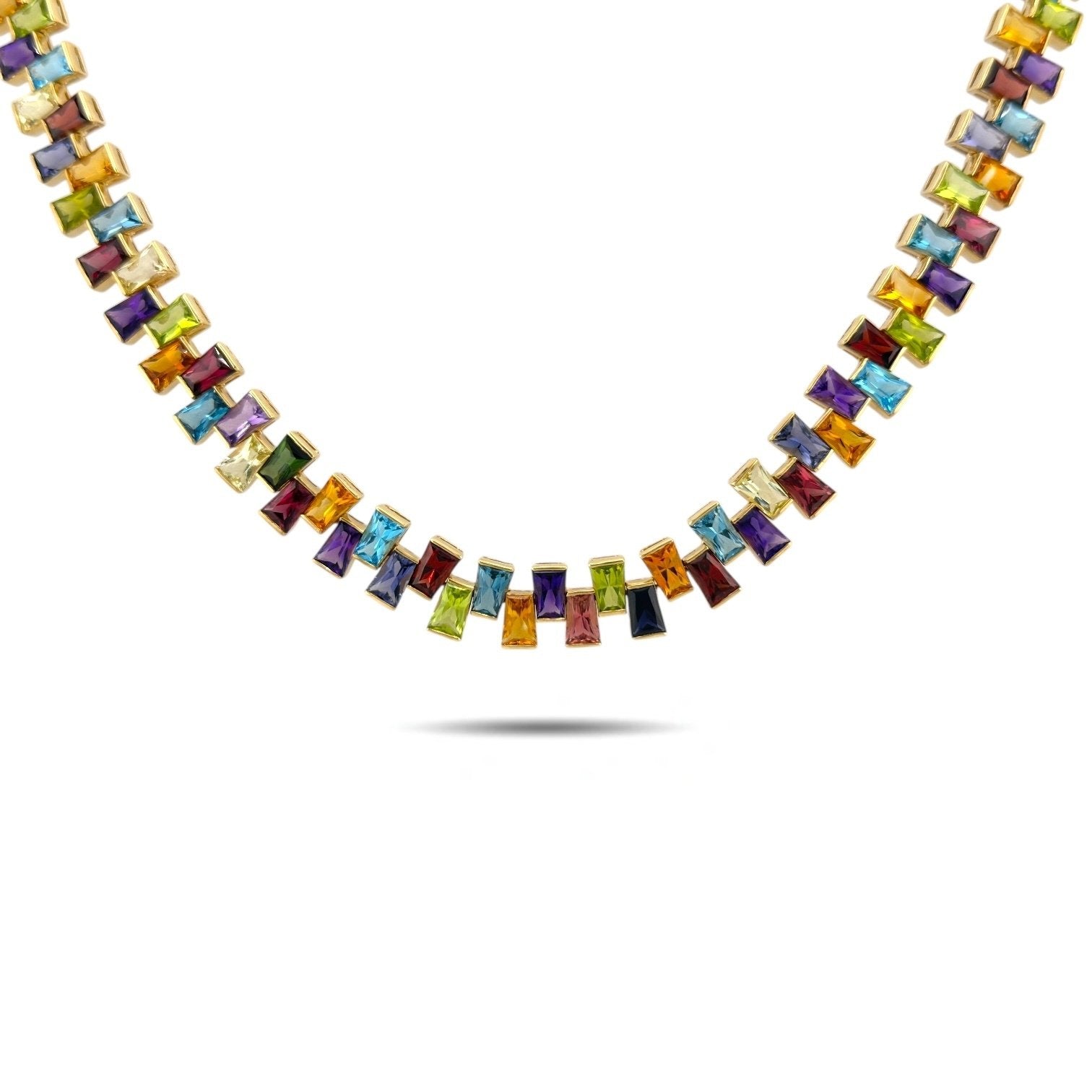 Rainbow 14K Yellow Gold 117.5ct Multi-Gemstone Necklace