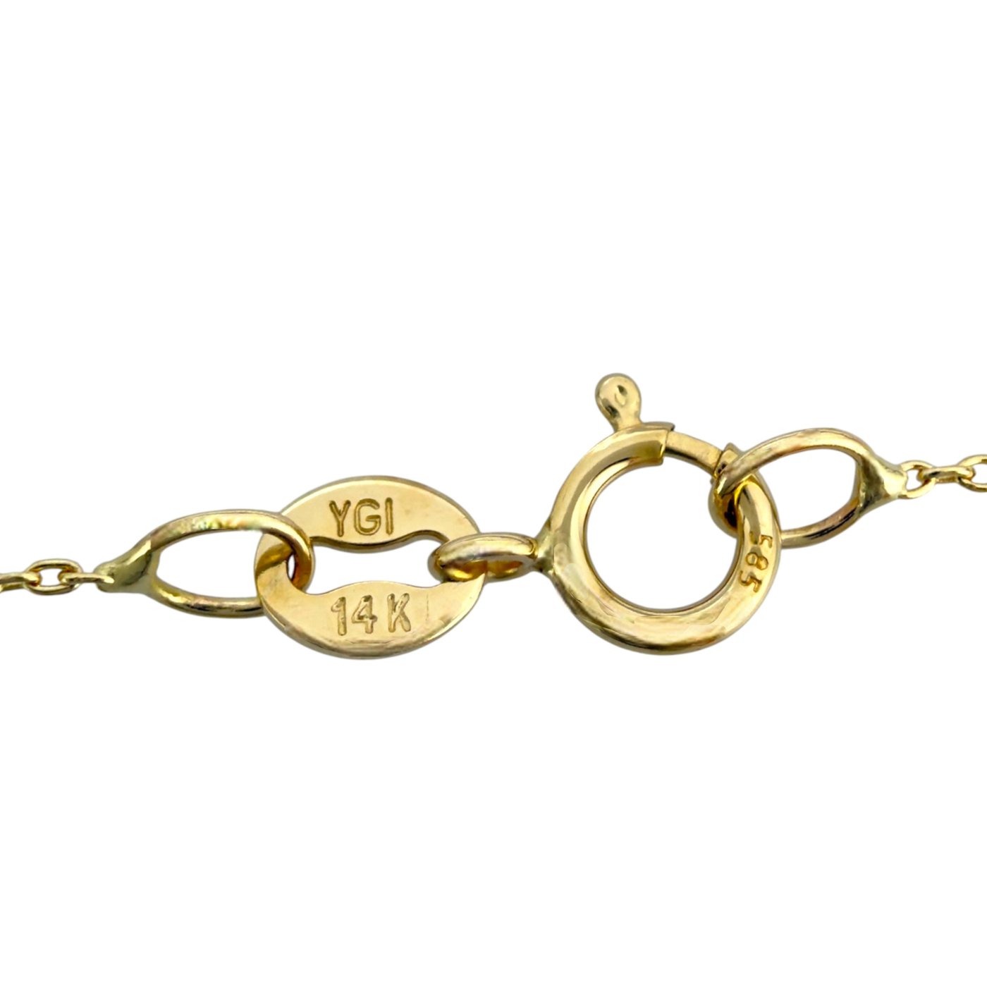 14K Yellow Gold Sapphire and 0.3ct Diamond Shoehorn Pendant Necklace