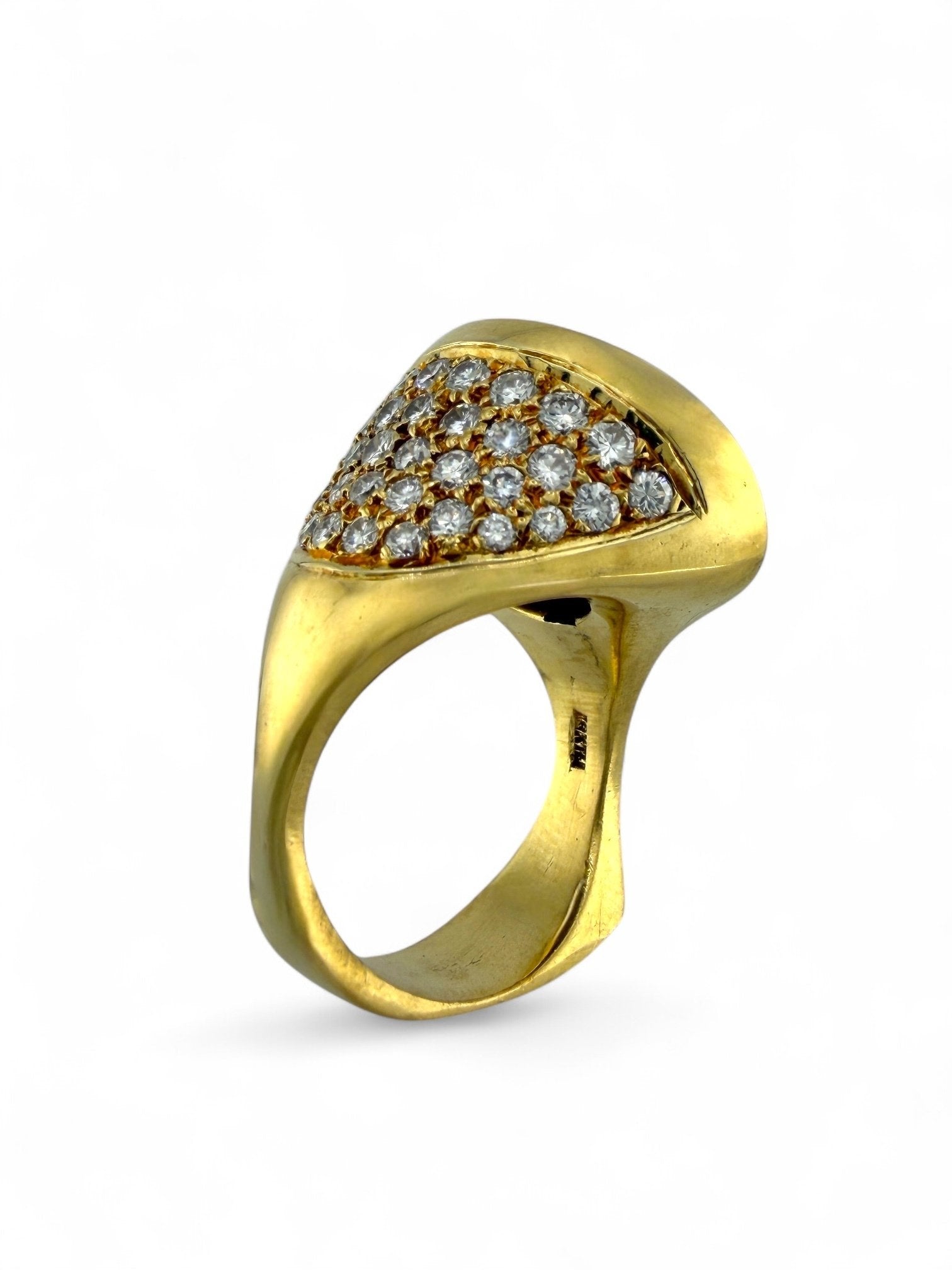 18K Yellow Gold Two-Sided and 2ct Diamond Ring