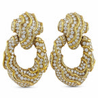 18K yellow gold diamond wavy large hoop earrings